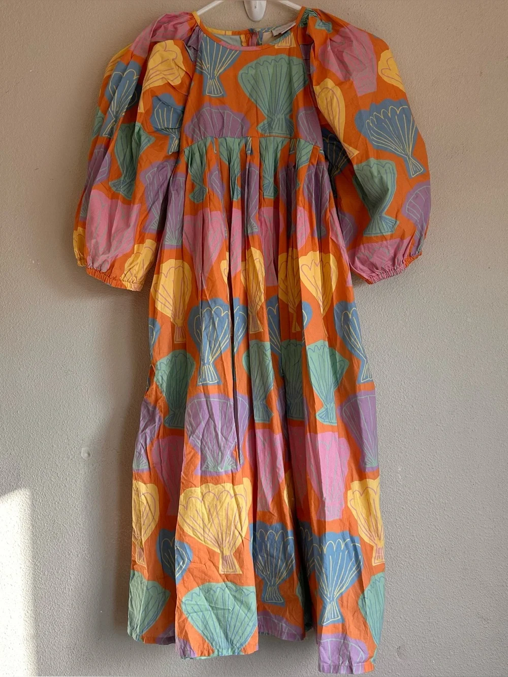 STELLA MCCARTNEY Kids' Seashell Print Puff Sleeve Dress In Multicolour Sz 12